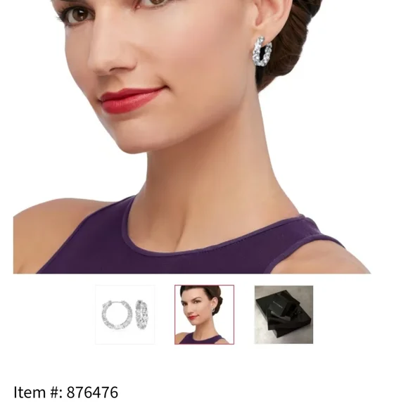 7.00 ct. t.w. CZ Inside-Outside Hoop Earrings in Sterling Silver. 7/8 - Picture 2 of 6